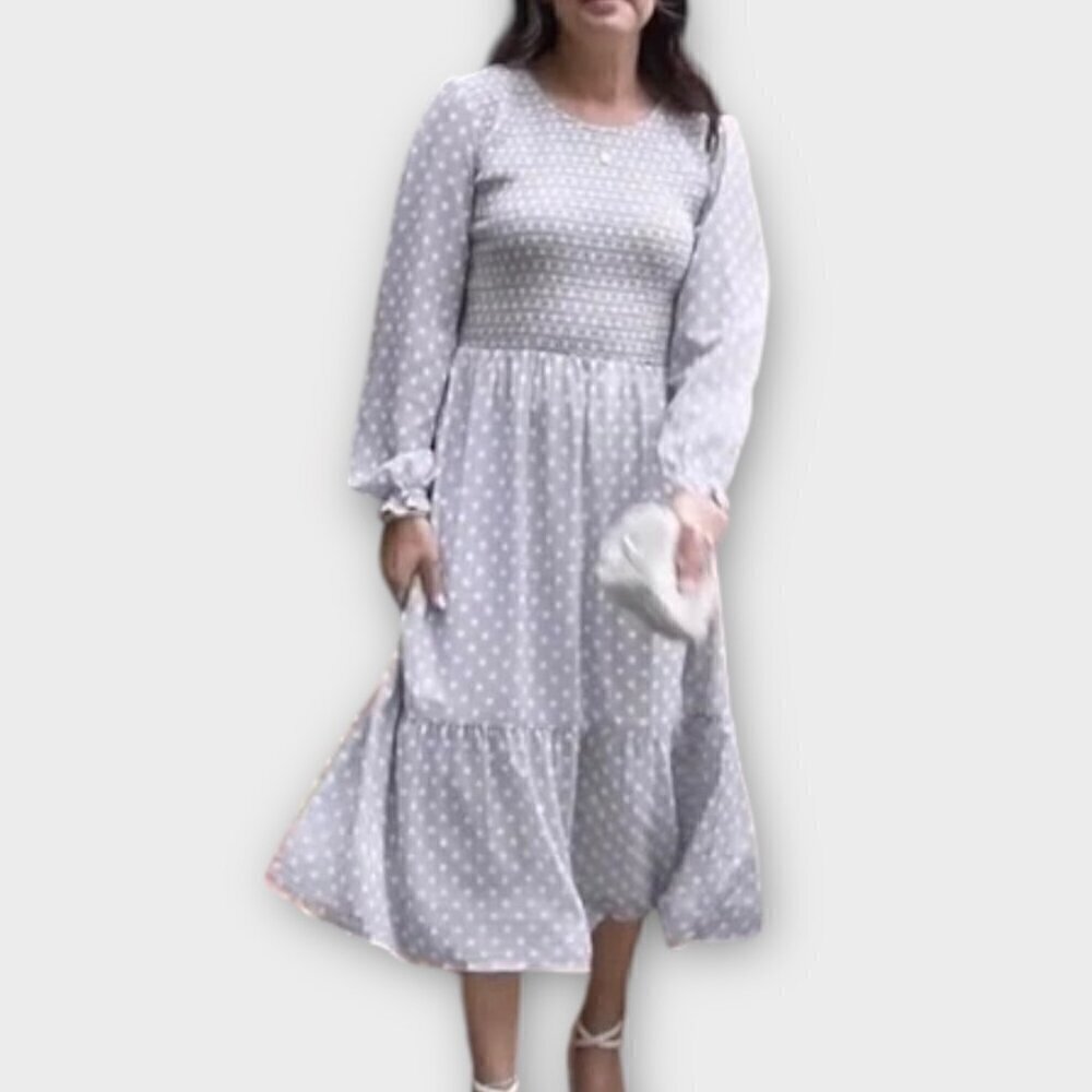 Mad About Style Jilly Box Grace Midi Dress Birch Dot